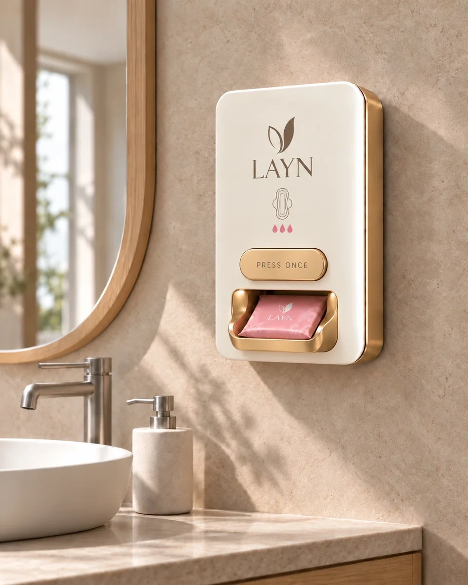LAYN BOX in Ivory on a pale stone washroom wall
